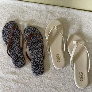 CBG Flip Flop Sandals - rhinestone logo.  Two pairs - both women’s Size 6. NWOT